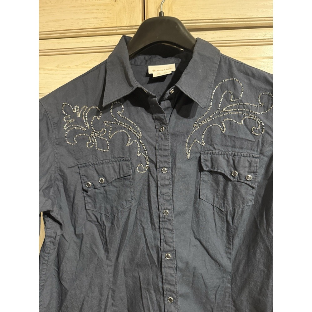 Ariat Women's XL Western Shirt Long Sleeve Button Down 100% Cotton Embroidered